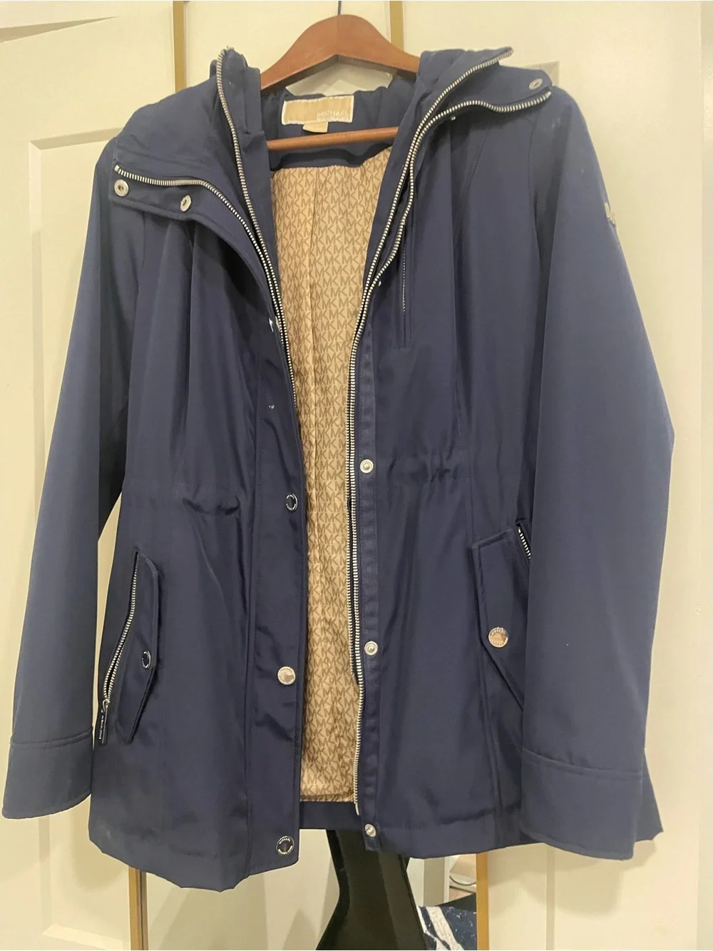 Michael Kors Women’s Navy Hooded Rain Jacket XS